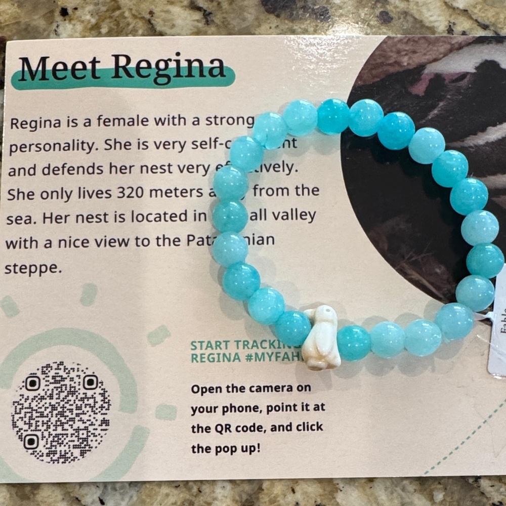 Turquoise Beaded Bracelet with Penguin Charm